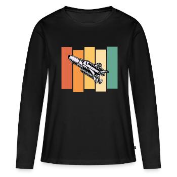 vaisseau spatial astronaute voyage dans l’espace - T-shirt manches longues Premium bio Femme - noir - Devant - Julia (174cm)