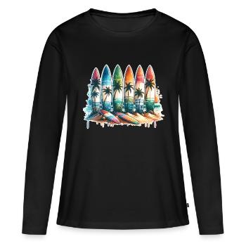 Surfeurs - T-shirt manches longues Premium bio Femme - noir - Devant - Julia (174cm)