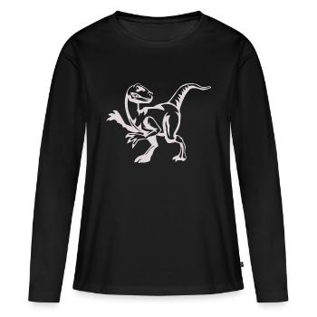 Cadeau de dinosaure Raptor - T-shirt manches longues Premium bio Femme - noir - Devant - Julia (174cm)