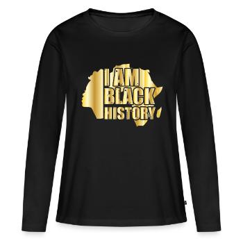 Mois de l’histoire des Noirs Histoire des Noirs - T-shirt manches longues Premium bio Femme - noir - Devant - Julia (174cm)