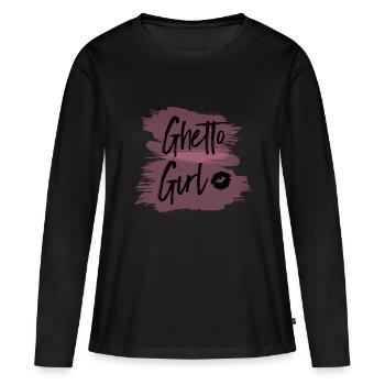 Fille de ghetto - T-shirt manches longues Premium bio Femme - noir - Devant - Julia (174cm)