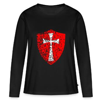 Crusader Templar cross shield - Women's Premium Organic Long Sleeve Shirt - black - Front - Julia (174cm)