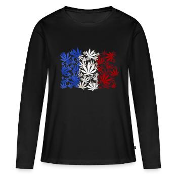France Fumer du cannabis - T-shirt manches longues Premium bio Femme - noir - Devant - Julia (174cm)