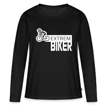 EXTREM BIKER Fahrradfahren - Frauen Premium Bio Langarmshirt - Schwarz - Vorne - Julia (174cm)