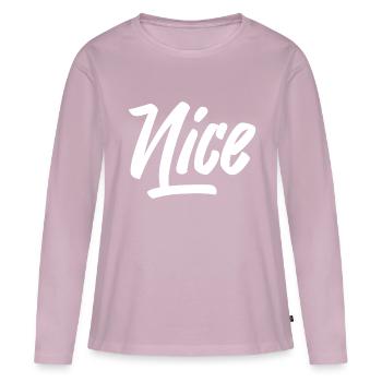 NICE - T-shirt manches longues Premium bio Femme - rose poudré - Devant - Julia (174cm)