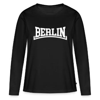 Berlin - T-shirt manches longues Premium bio Femme - noir - Devant - Julia (174cm)