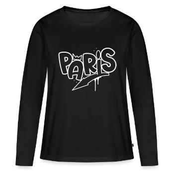Paris Graffiti - T-shirt manches longues Premium bio Femme - noir - Devant - Julia (174cm)