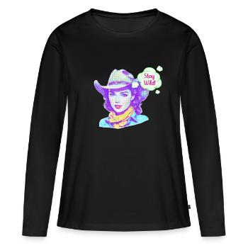 Stay Wild_Cowboy Core - Women's Premium Organic Long Sleeve Shirt - black - Front - Julia (174cm)