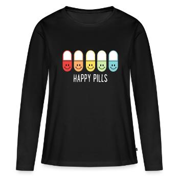 Les pilules heureuses - T-shirt manches longues Premium bio Femme - noir - Devant - Julia (174cm)
