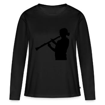 instrument clarinette - T-shirt manches longues Premium bio Femme - noir - Devant - Julia (174cm)