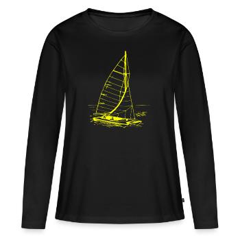 Catamaran - Women's Premium Organic Long Sleeve Shirt - black - Front - Julia (174cm)