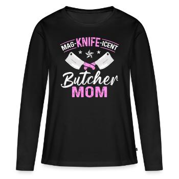 Butcher Butcher Butcher Butcher’s Gift - T-shirt manches longues Premium bio Femme - noir - Devant - Julia (174cm)