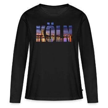 HORIZON DE COLOGNE. - T-shirt manches longues Premium bio Femme - noir - Devant - Julia (174cm)