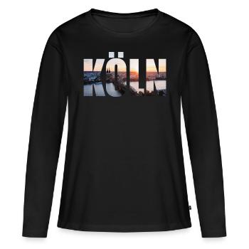 HORIZON DE COLOGNE. - T-shirt manches longues Premium bio Femme - noir - Devant - Julia (174cm)