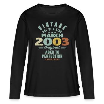 March 2003 - 20 years old - 20th birthday - Women's Premium Organic Long Sleeve Shirt - black - Front - Julia (174cm)