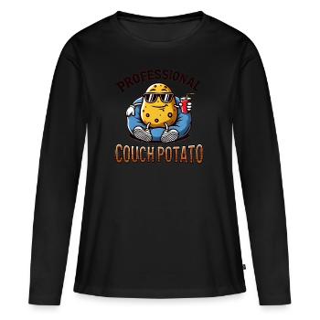 Professionnel Canapé Patate - T-shirt manches longues Premium bio Femme - noir - Devant - Julia (174cm)