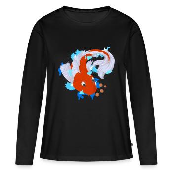 Koi Karpfen - Frauen Premium Bio Langarmshirt - Schwarz - Vorne - Julia (174cm)