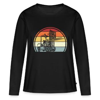Gabelstapler Stapler - Frauen Premium Bio Langarmshirt - Schwarz - Vorne - Julia (174cm)