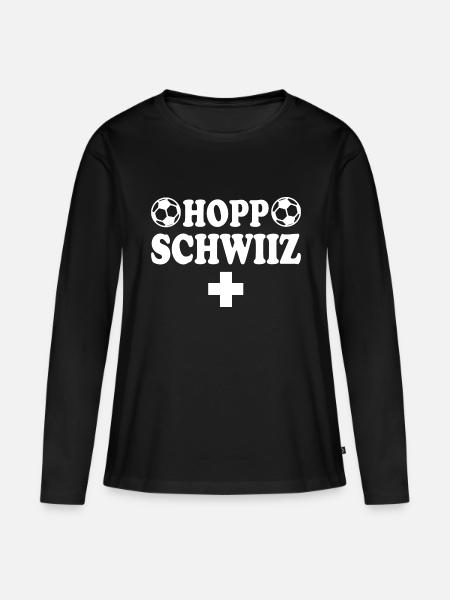 Hopp schwiiz - Frauen Premium Bio Langarmshirt - Schwarz