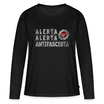 ACTION ANTIFASCISTE ANTIFASCISTA - T-shirt manches longues Premium bio Femme - noir - Devant - Julia (174cm)