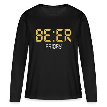 BIÈRE Vendredi - T-shirt manches longues Premium bio Femme - noir - Devant - Julia (174cm)
