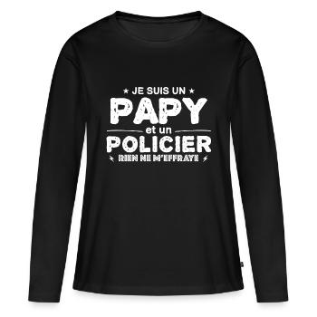 je suis un papy policier cadeau pour mon papy !! - T-shirt manches longues Premium bio Femme - noir - Devant - Julia (174cm)