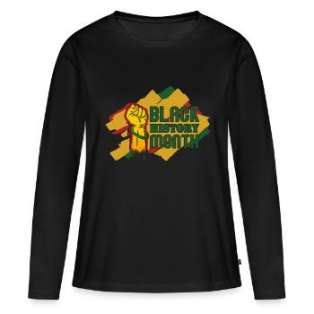 Mois de l’histoire des Noirs Histoire des Noirs - T-shirt manches longues Premium bio Femme - noir - Devant - Julia (174cm)