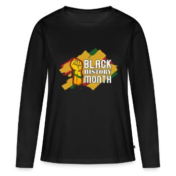 Mois de l’histoire des Noirs Histoire des Noirs - T-shirt manches longues Premium bio Femme - noir - Devant - Julia (174cm)