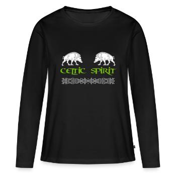 Celtic Spirit - Eber - Frauen Premium Bio Langarmshirt - Schwarz - Vorne - Julia (174cm)