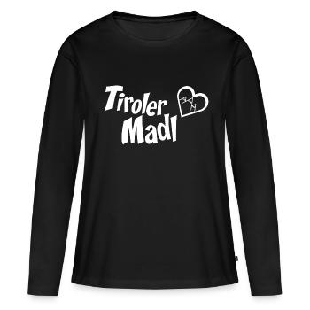 Dialekt Tiroler Madl Frauen Kollektion - Frauen Premium Bio Langarmshirt - Schwarz - Vorne - Julia (174cm)