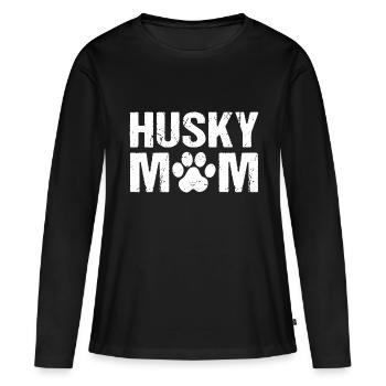 Husky Mom Sibérien Husky Chiens - T-shirt manches longues Premium bio Femme - noir - Devant - Julia (174cm)
