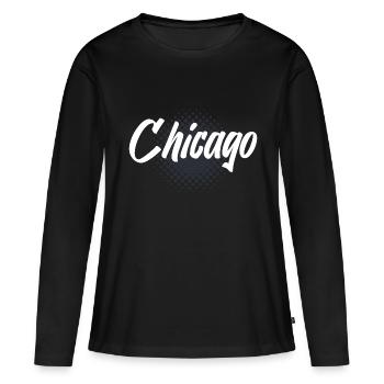 Chicago - T-shirt manches longues Premium bio Femme - noir - Devant - Julia (174cm)