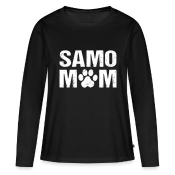 Samo Maman Samoyède Chiens - T-shirt manches longues Premium bio Femme - noir - Devant - Julia (174cm)