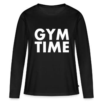 Gym time - Frauen Premium Bio Langarmshirt - Schwarz - Vorne - Julia (174cm)