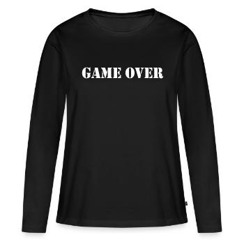 Game over - T-shirt manches longues Premium bio Femme - noir - Devant - Julia (174cm)