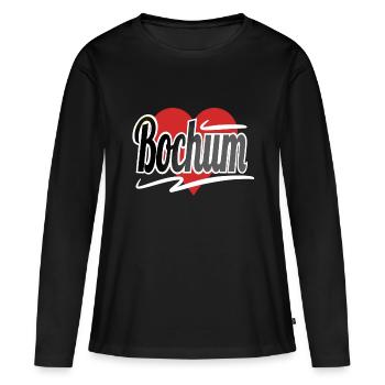 Bochum - Frauen Premium Bio Langarmshirt - Schwarz - Vorne - Julia (174cm)