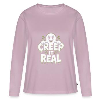 Creep It Real Halloween - T-shirt manches longues Premium bio Femme - rose poudré - Devant - Julia (174cm)