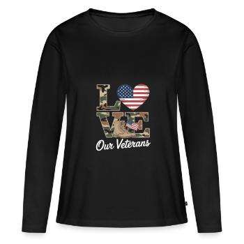 Love Our Veterans Veterans Day - Frauen Premium Bio Langarmshirt - Schwarz - Vorne - Julia (174cm)