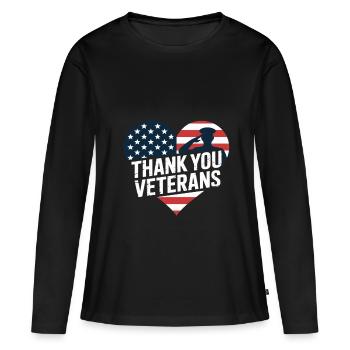 Thank You Veterans USA Flag Veterans Day - Frauen Premium Bio Langarmshirt - Schwarz - Vorne - Julia (174cm)