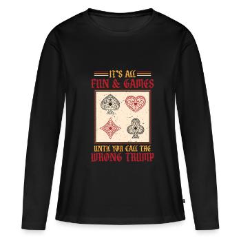 Joueur de bridge - T-shirt manches longues Premium bio Femme - noir - Devant - Julia (174cm)