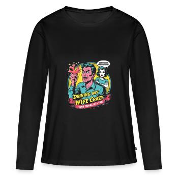 Reproduction de corail Éleveur de corail, un corail à la fois - T-shirt manches longues Premium bio Femme - noir - Devant - Julia (174cm)