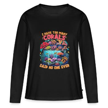 Reproduction de coraux Éleveur de coraux Trop de coraux - T-shirt manches longues Premium bio Femme - noir - Devant - Julia (174cm)