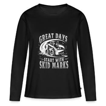 Kompaktlader Skid Steer Operator Skid Marks - T-shirt manches longues Premium bio Femme - noir - Devant - Julia (174cm)