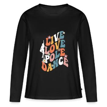 Pole dance Poleddance Amour en direct Pole dance - T-shirt manches longues Premium bio Femme - noir - Devant - Julia (174cm)