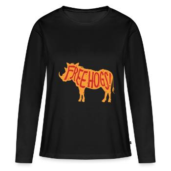 Wildschwein Wildschweinjagd Free Hogs! - Frauen Premium Bio Langarmshirt - Schwarz - Vorne - Julia (174cm)