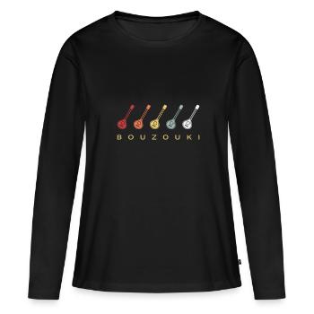 Instrument Bouzouki Hellas Rétro Vintage - T-shirt manches longues Premium bio Femme - noir - Devant - Julia (174cm)