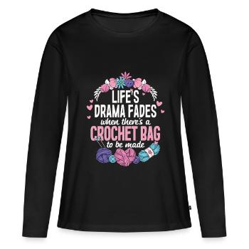 Häkeln Stricken crochet bag to be made - Frauen Premium Bio Langarmshirt - Schwarz - Vorne - Julia (174cm)