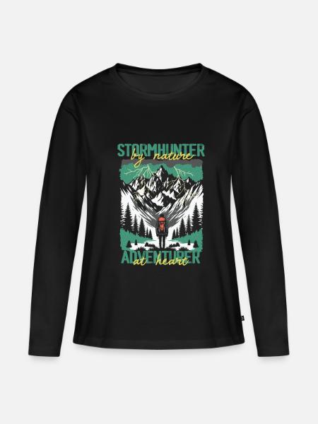 Sturmjäger Meteorologe - Frauen Premium Bio Langarmshirt - Schwarz