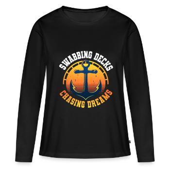 Matelot de pont Deckhelpers Swabbing Decks - T-shirt manches longues Premium bio Femme - noir - Devant - Julia (174cm)