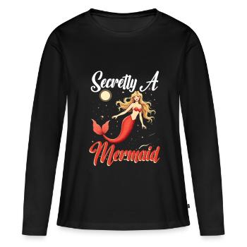 Sirène Sirène Secrètement Une Sirène - T-shirt manches longues Premium bio Femme - noir - Devant - Julia (174cm)